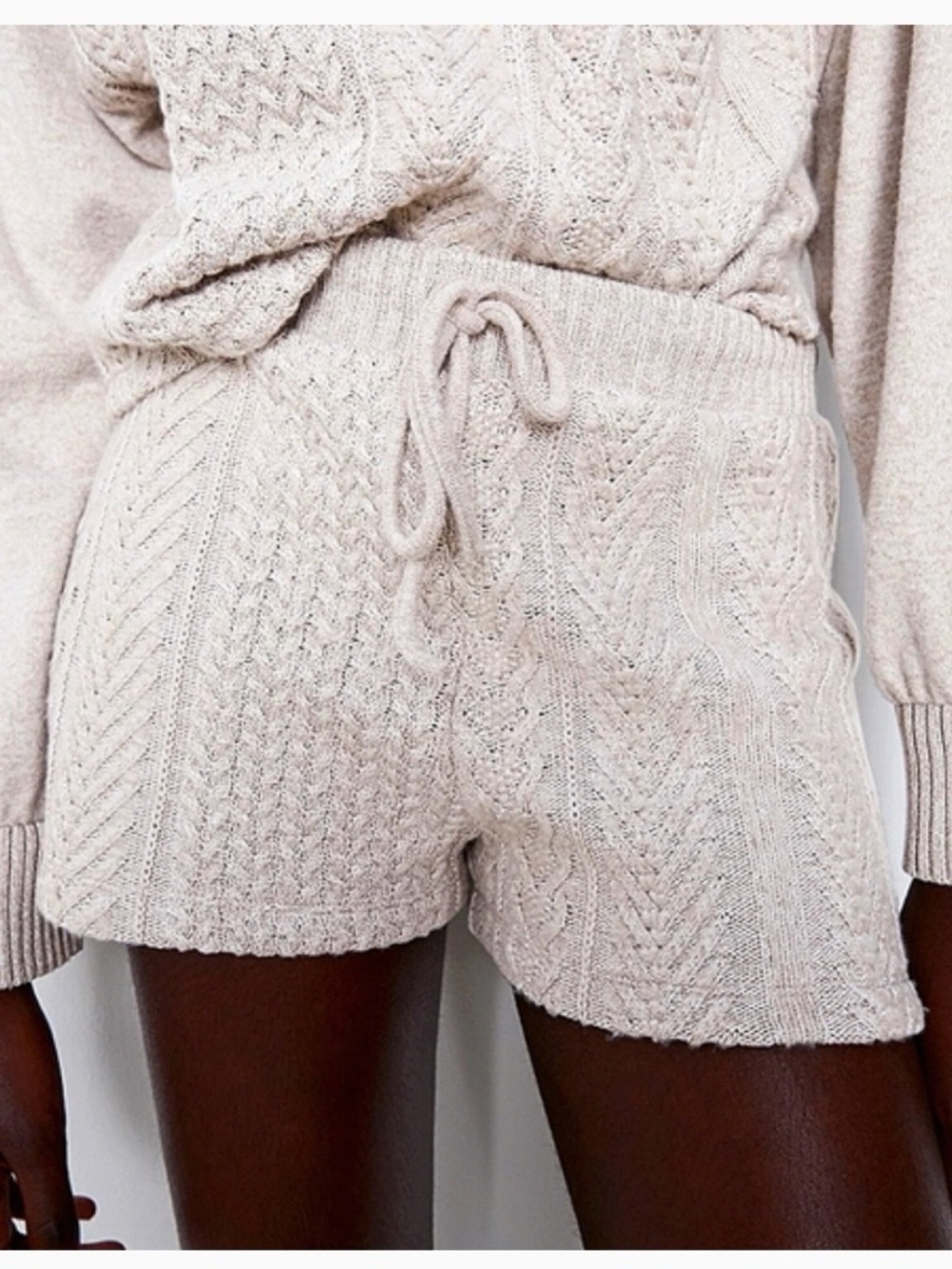 Zara Cable-Knit High Waist Shorts
